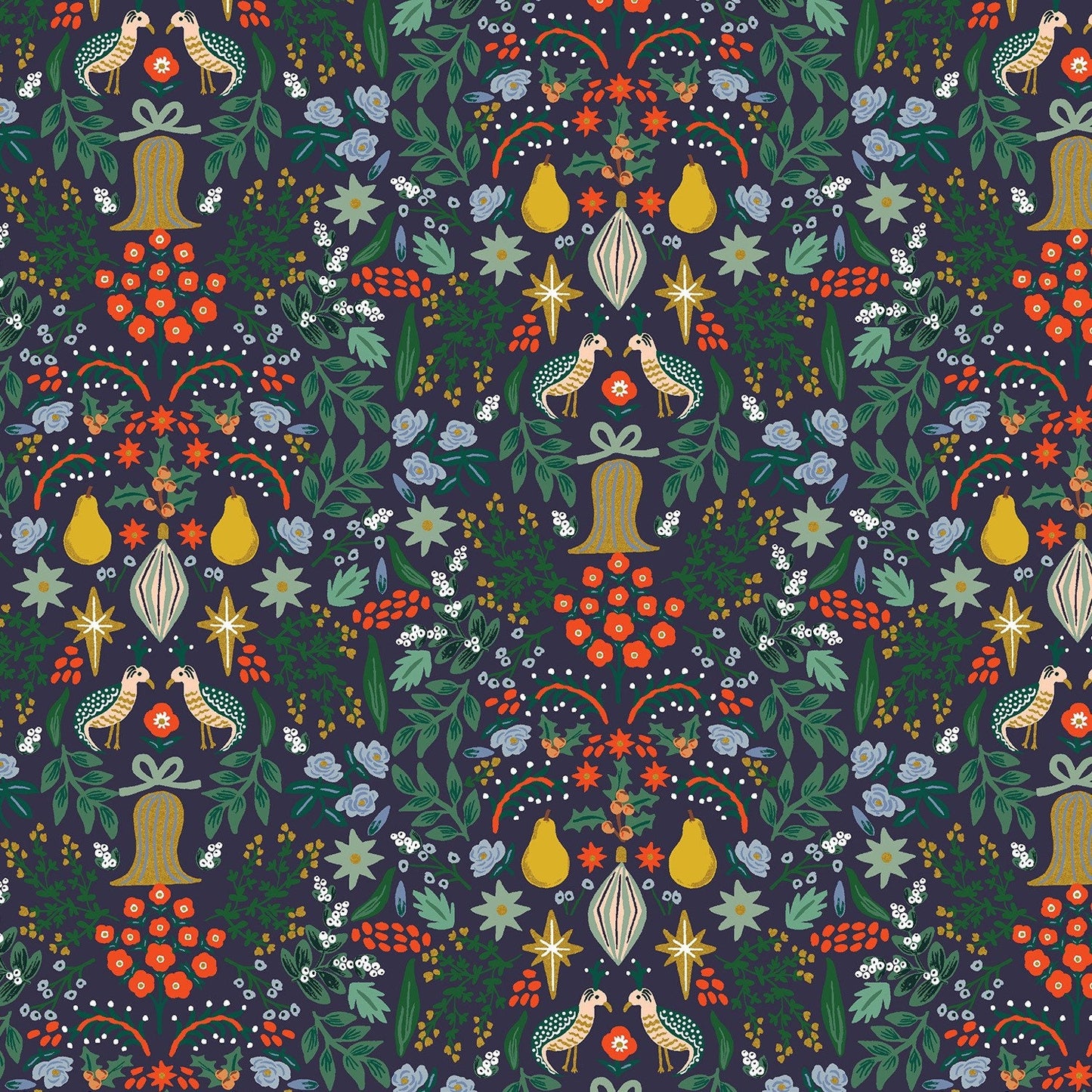 Partridge - Navy Metallic Cotton