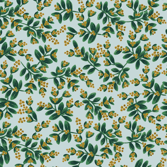 rifle-paper-co-mistletoe-fabric-mint-metallic-holiday-classics-cotton