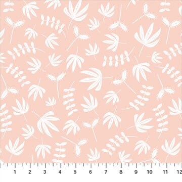 Hand Stitched Blush leaves pink Floral fabric Figo fabrics 90396-21 Scandinavian floral fabric hand stitched collection botanical leaves