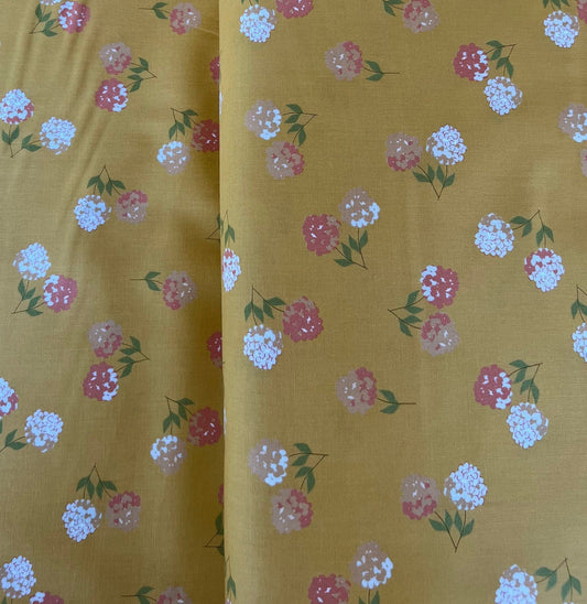 Lady Bird Yellow Floral Cotton Fabric by Crystal Manning