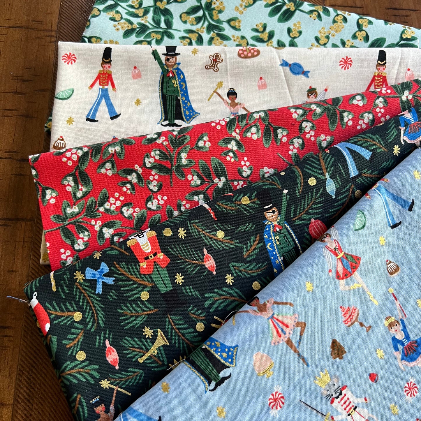 nutcracker-christmas-fabric-bundle-the-nutcracker-fabric-nutcracker-ballet-fabric-christmas-fabric-mistletoe-fabric