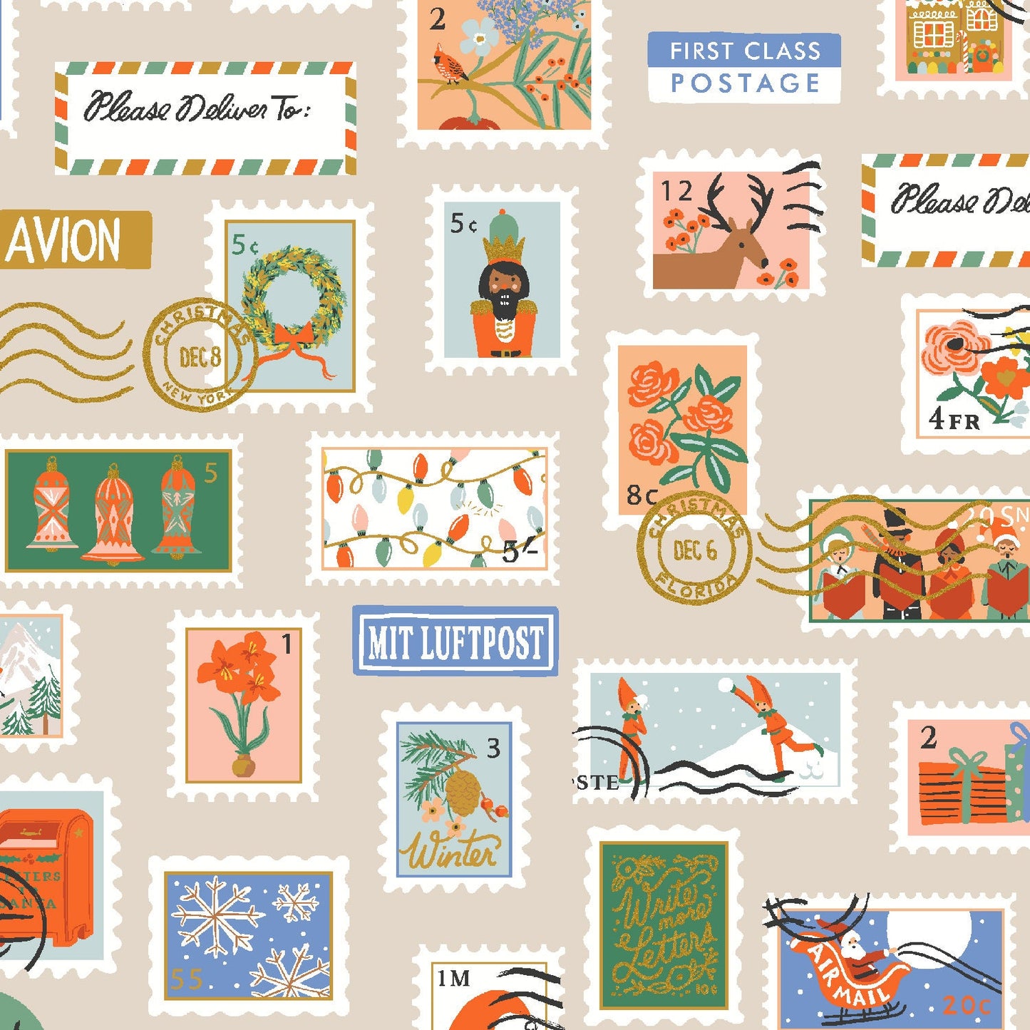 Holiday Stamps - Cream