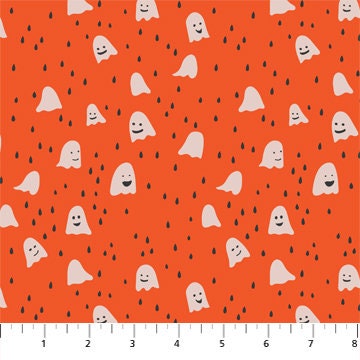 clementine-orange-halloween-fabric-ghost-town-cotton-print