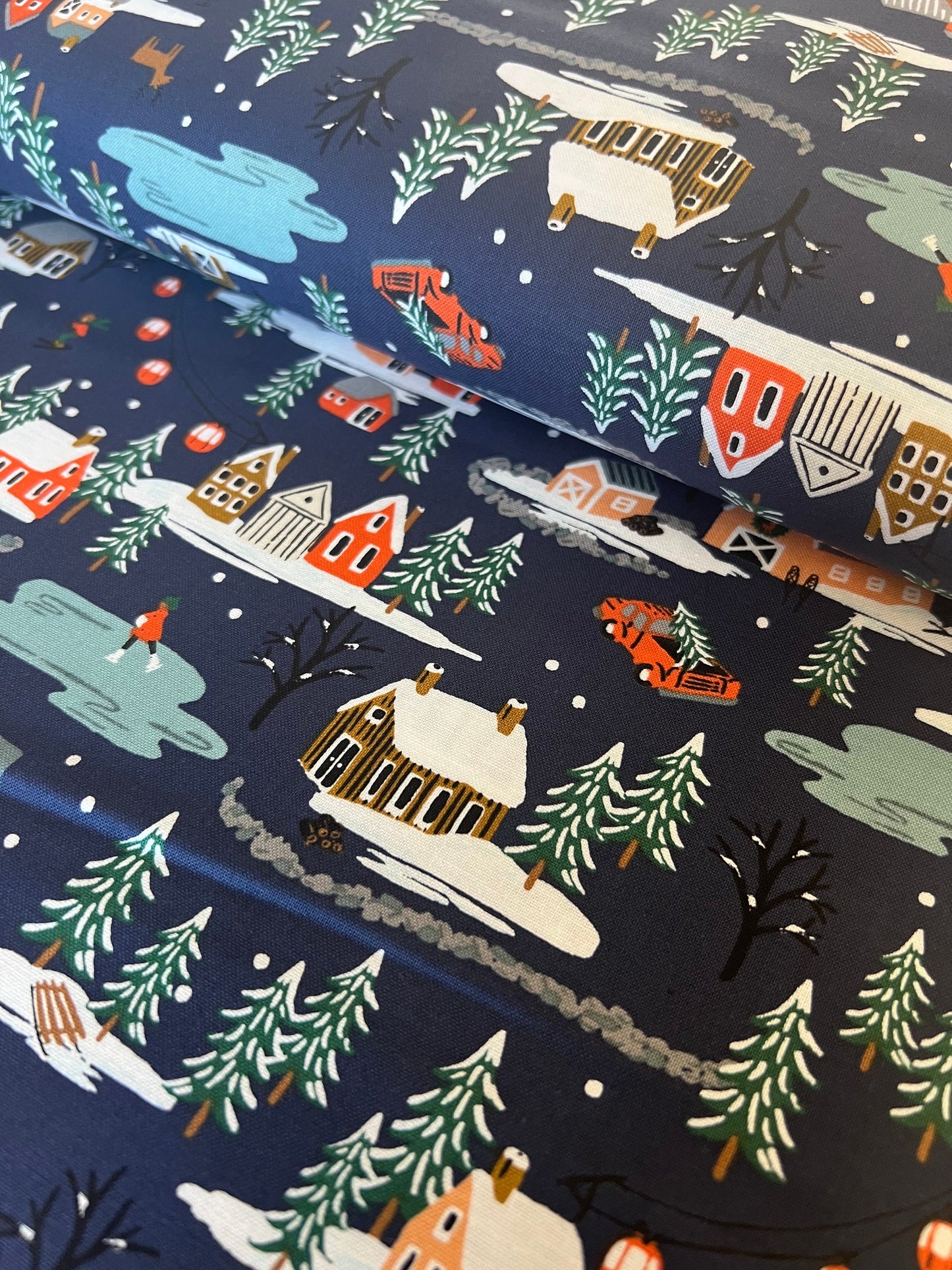 Holiday Village - Navy Metallic