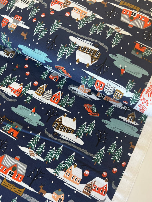 Holiday Village - Navy Metallic