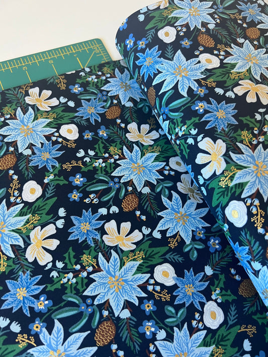 rifle-paper-co-christmas-cotton-fabric-navy-poinsettia-bouquet