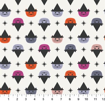 ghost-town-white-multi-90519-10-cats-fabric-witch-cats-spooky-fabric-halloween-quilt-halloween-witches