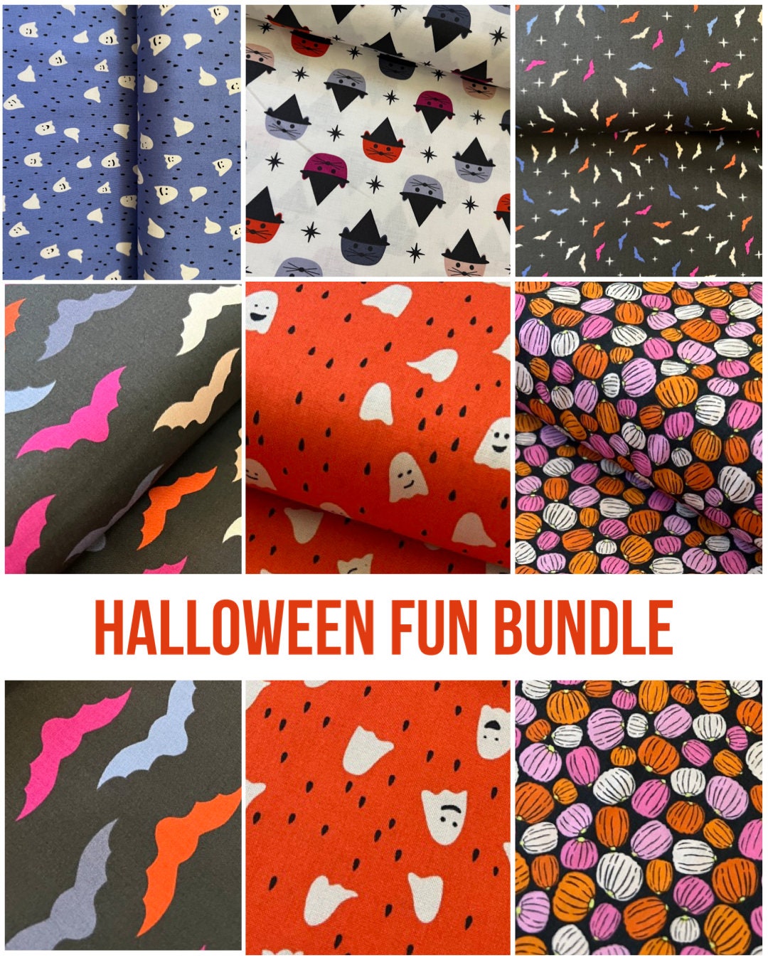 halloween-fabric-bundle-ghosts-pumpkins-cats-cotton-quilt-fabric
