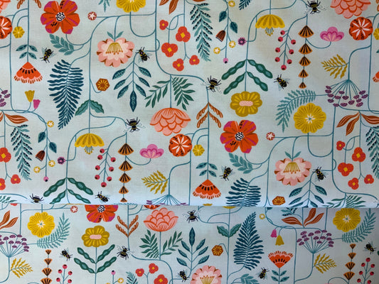flut-2081-dashwood-studios-bright-spring-fabric-mint-mint-flower-garden-bees