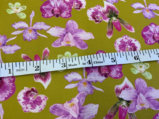 mustard-floral-orchids-cotton-fabric-figo-fabric