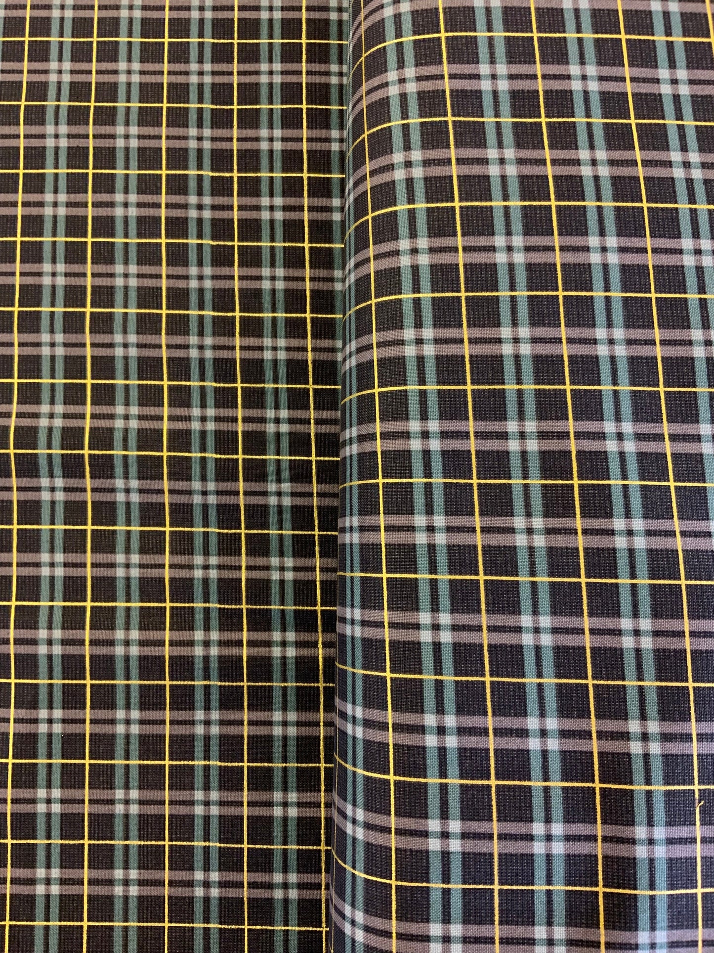 winter-dreams-90844m-99-black-figo-fabrics-christmas-plaid-fabric-green-and-gold-metallic-fabric