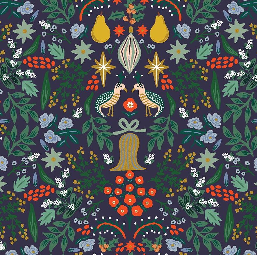 Partridge - Navy Metallic Cotton