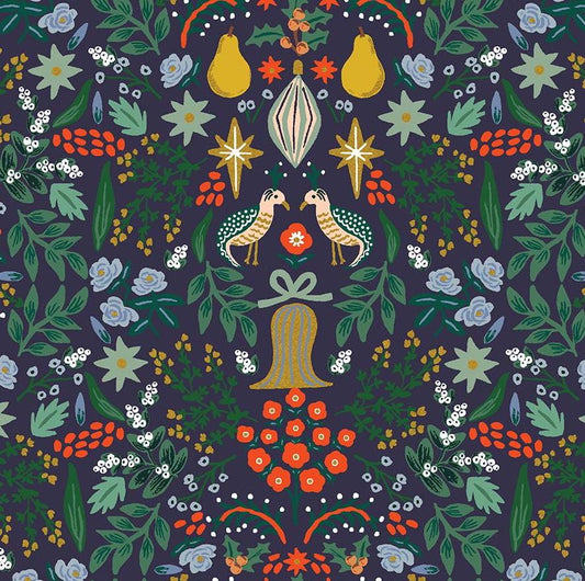 Partridge - Navy Metallic Cotton