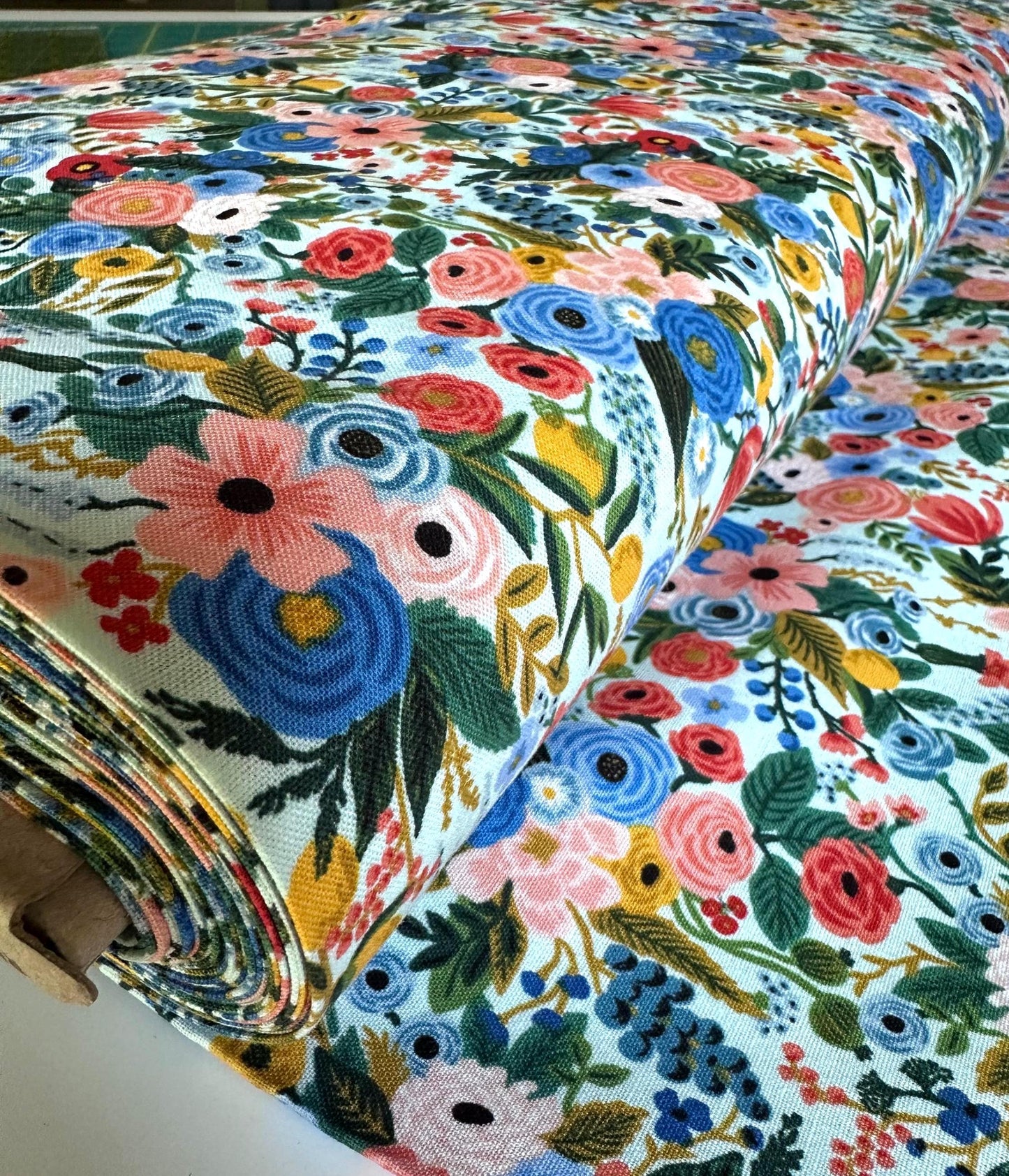 Blue Floral Rose Bunches, Rifle Paper Co, Rifle Floral Design RP104-BL2 Wildwood - Garden Party design spring floral tea party