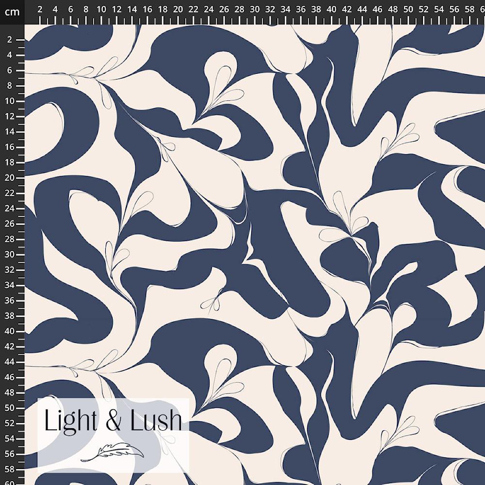 Viscose Apparel Fabric - Light and Lush - Navy Abstract Designs - Apparel sewing Navy print