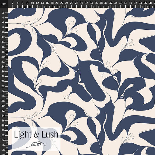Viscose Apparel Fabric - Light and Lush - Navy Abstract Designs - Apparel sewing Navy print