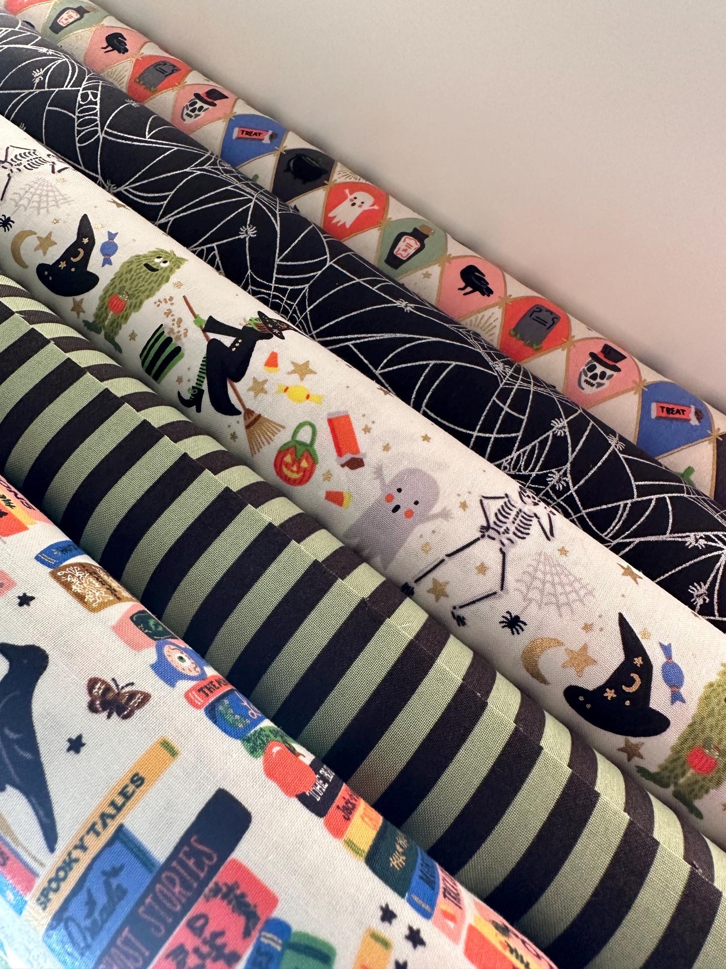 halloween-fabric-halloween-argyle-multi-metallic-gold-metallic-fabric-rifle-paper-co-halloween-ii-fabric-vintage-halloween