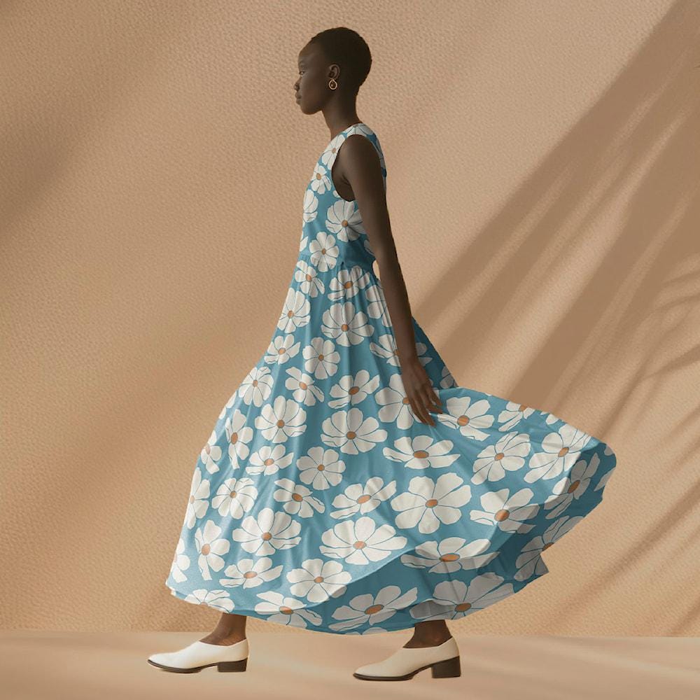 viscose-apparel-fabric-light-and-lush-blue-spring-floral-spring-daisies