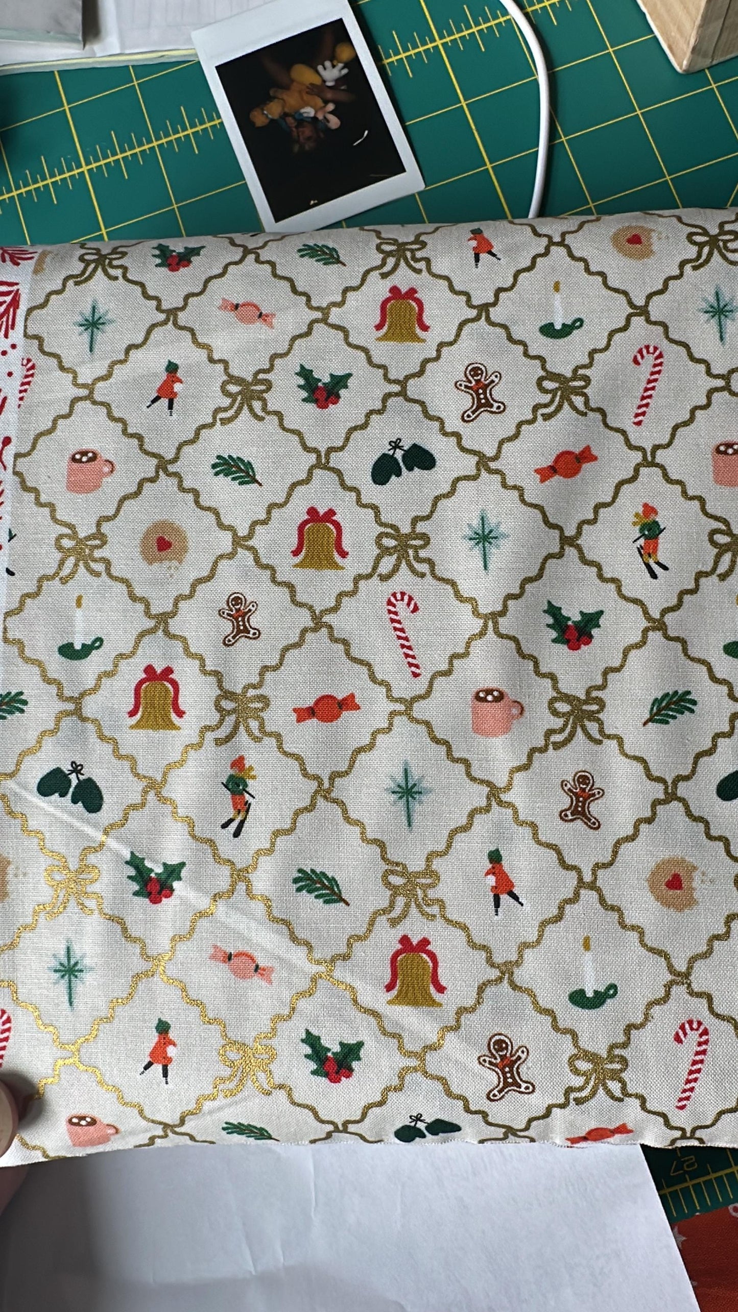 Holiday Argyle - Holiday Fun - Cream Fabric