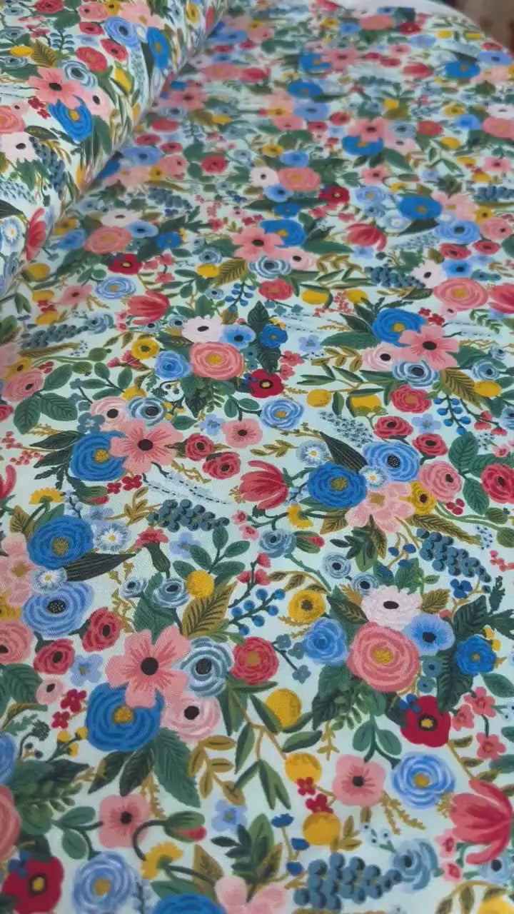 Blue Floral Rose Bunches, Rifle Paper Co, Rifle Floral Design RP104-BL2 Wildwood - Garden Party design spring floral tea party